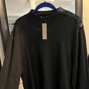 J Crew Silk-blend shoulder-button sweater Black size XXL